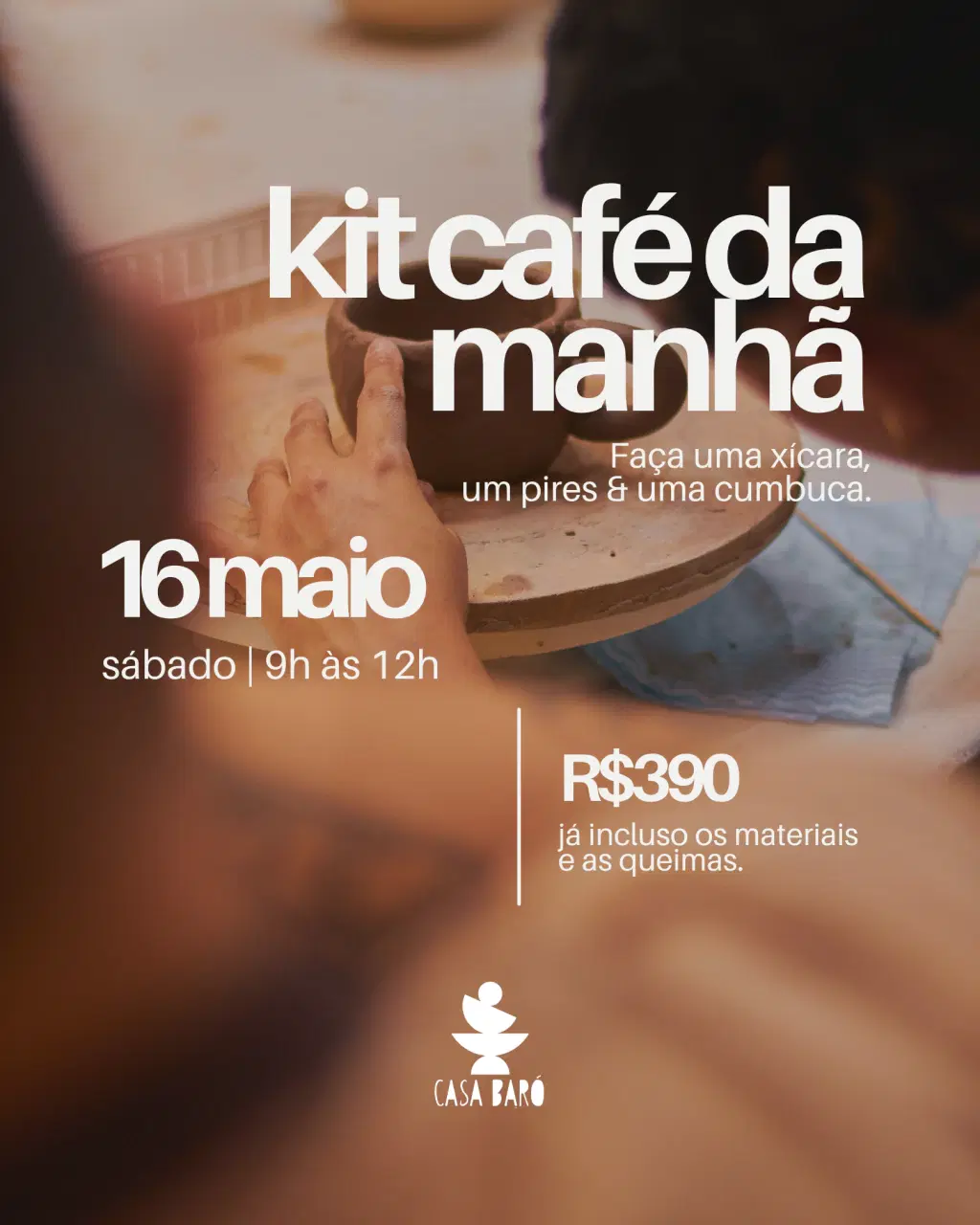 WORKSHOP DE CERÂMICA: KIT CAFÉ DA MANHÃ